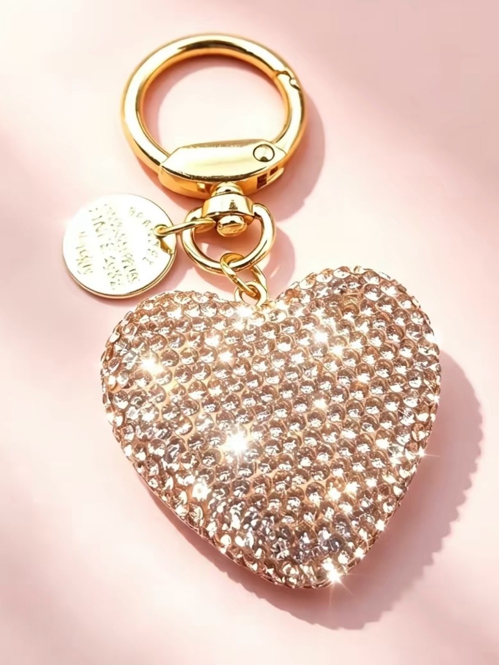 Heart Crystal Keychain Keyring - Gold Champagne Heart